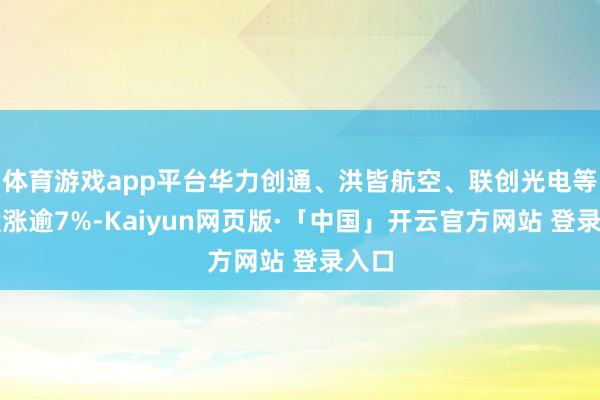 体育游戏app平台华力创通、洪皆航空、联创光电等个股涨逾7%-Kaiyun网页版·「中国」开云官方网站 登录入口