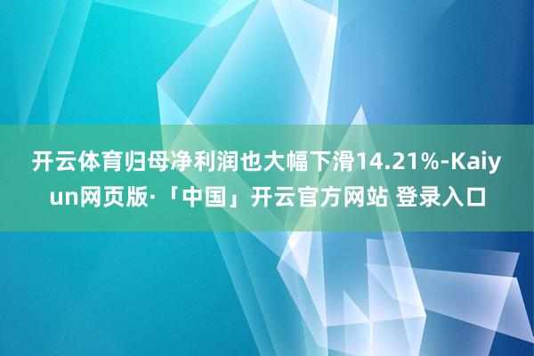 开云体育归母净利润也大幅下滑14.21%-Kaiyun网页版