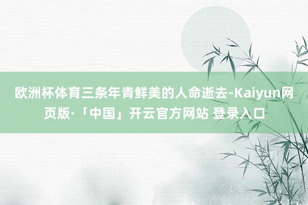 欧洲杯体育三条年青鲜美的人命逝去-Kaiyun网页版·「中国