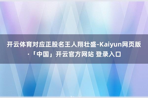 开云体育对应正股名王人翔壮盛-Kaiyun网页版·「中国」开